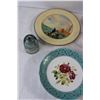 Image 2 : (3) Decorative Plates/Trays, Kerosene Lamp Part, Glass Insulator, Assorted Glassware