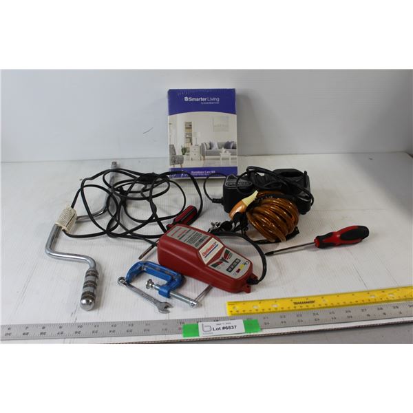 Bike Lock, Smarter Living Furniture Care Kit, C Clamp, (2) Screw Drivers, Assorted Tools