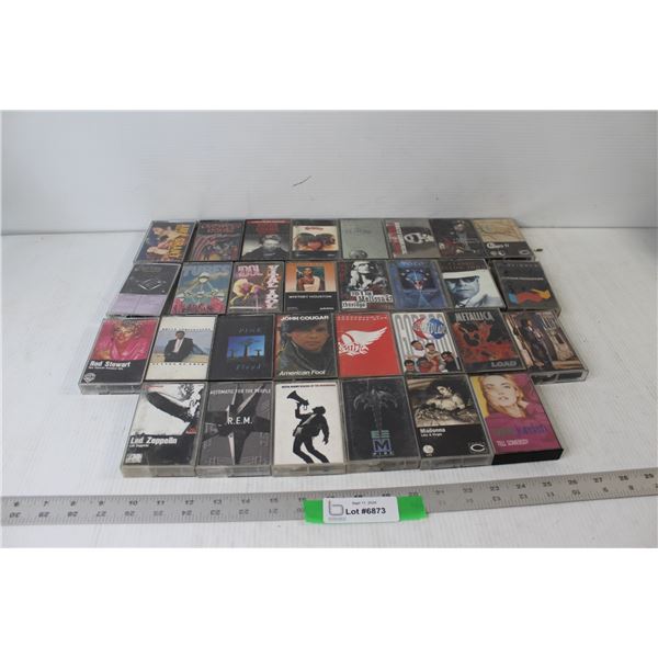 (30) Cassette Music Tapes - Aerosmith, Madonna, Metallica, etc.