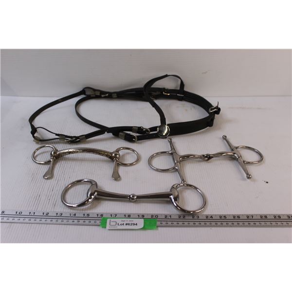 Driving Horse Head Stall & (3) Bits