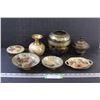 Image 1 : Asian Style Brass Lot: (3) Serving Dishes, (2) Vases, (2) Dishes w/Lids