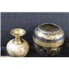 Image 3 : Asian Style Brass Lot: (3) Serving Dishes, (2) Vases, (2) Dishes w/Lids