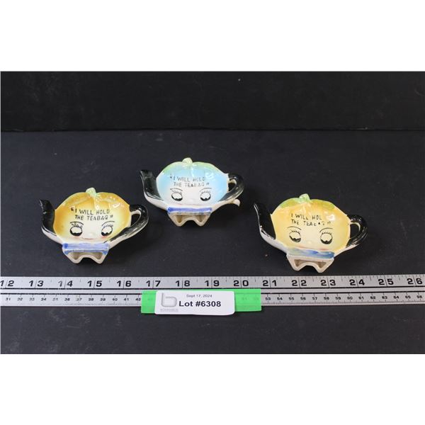 (3) Tea Bag Holders (Ceramic, Made in Japan)