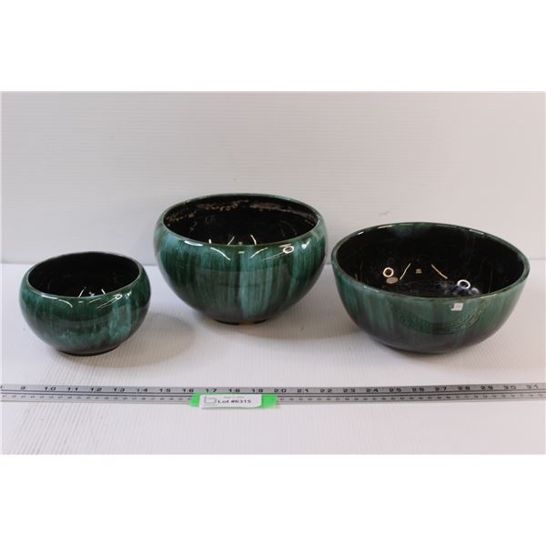 (3) Blue Mountain Planters - Assorted Sizes - Some Wear