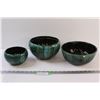 Image 1 : (3) Blue Mountain Planters - Assorted Sizes - Some Wear