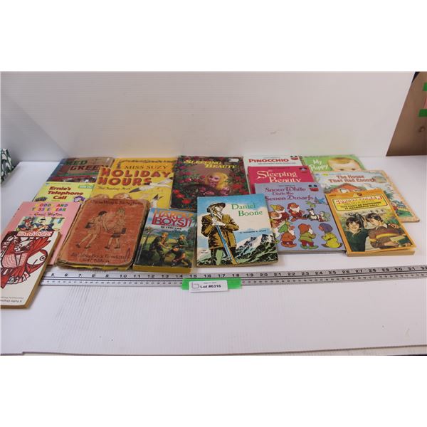 (16) Children's Vintage Books: Disney, Red Green Show, Daniel Boone, Hardy Boys, Misc.
