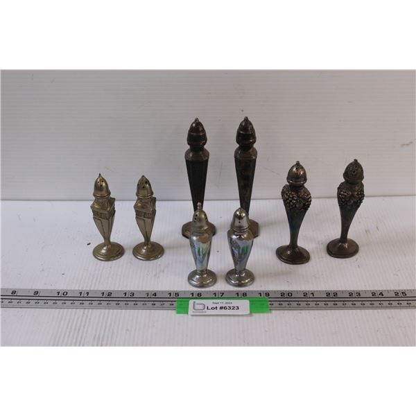 (4) Sets of Salt & Pepper Shakers - Stainless Steel & Silver Plated