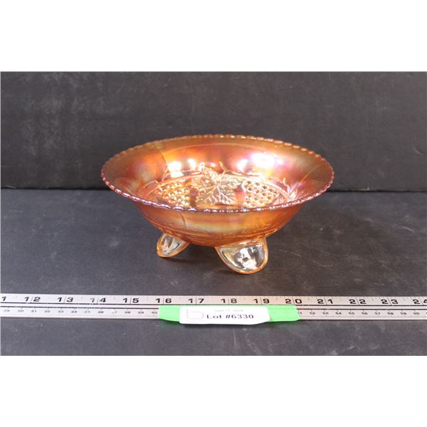 Carnival Glass "Grape & Cable" Footed Bowl - 8" x 3"
