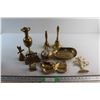 Image 1 : Assorted Brass Metal Decorations, Trays and Napkin Holder