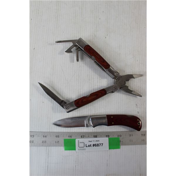 Folding Pliers Swiss Army Knife, Oscars Folding Knife - 7 1/8" Full Length 3 1/8" Blade
