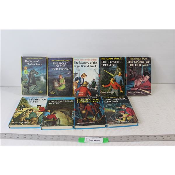 (3) Nancy Drew Books, (6) the Hardy Boys Books