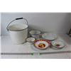 Image 1 : (6) Enamel Items - Pail, (3) Bowls, (2) Plates