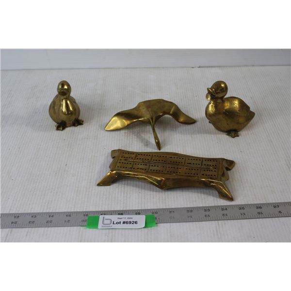 (2) Brass Ducks, Brass Decoration, Brass Cribbage Board