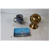 Image 5 : (6) Various Ashtrays, Brass Globe with Storage, Ceramic Cup