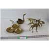 Image 1 : Brass Shell-Form Dish, Brass Deer, Brass Goose, Brass Cave Painting Deer