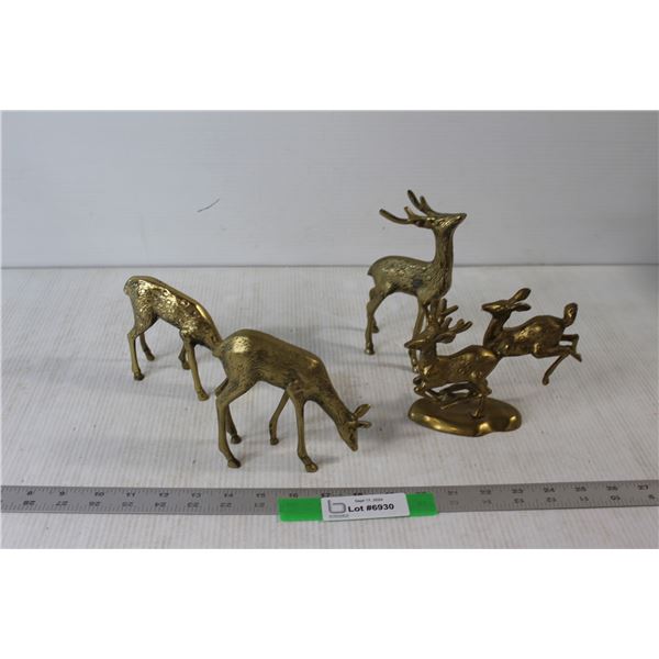 (4) Brass Deer Decorations