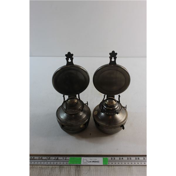 (2) Wall Mount Kerosene Lamps - Untested