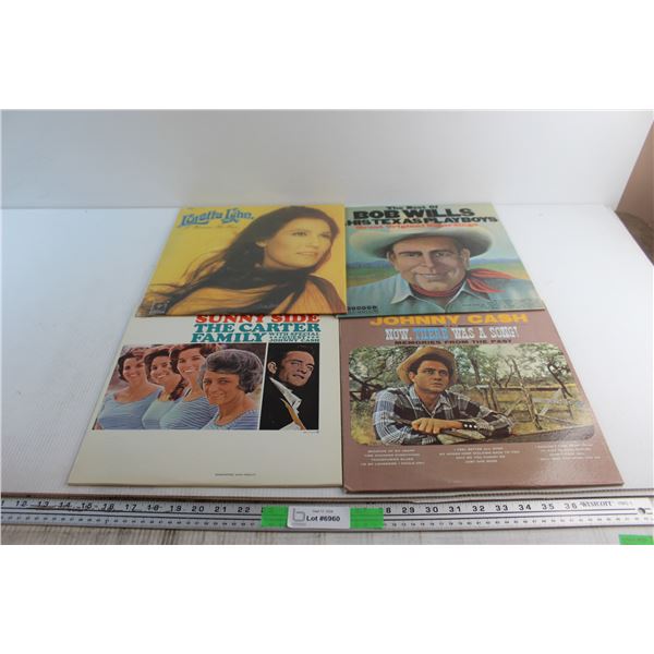 (4) Assorted Vinyl Records - Loretta Lynn, Bob Wills and Johnny Cash