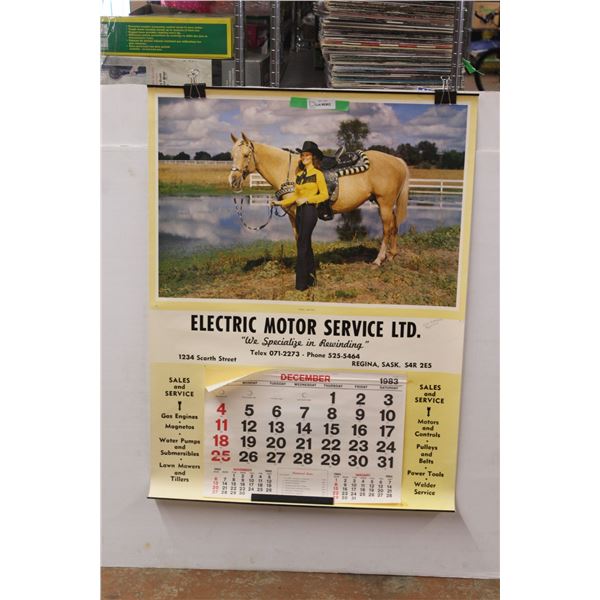 1983 Electric Motor Services Ltd Calendar/Poster - Regina Sask - 41'' x 30''