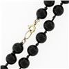 Image 5 : Vintage 18" Polished 8mm Black Onyx Bead Necklace w/ 14K Yellow Gold Clasp