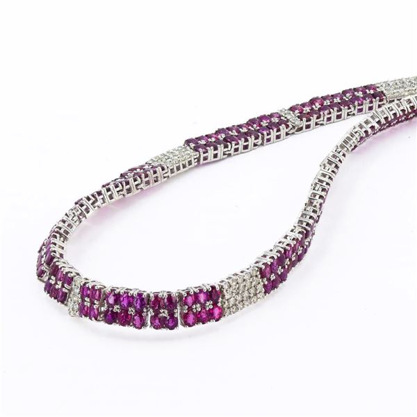 42.21 ctw Ruby and 3.95 ctw Diamond Platinum Necklace