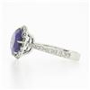 Image 6 : 14K White Gold 4.1 ctw Royal Purple Amethyst Solitaire w/ Round Diamond Halo Rin