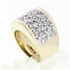 Image 9 : Vintage BREV 14k Gold & Platinum 1.56 ctw 4 Row Pave Diamond Wide Bombe Band Rin