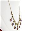 Image 2 : Rare Antique Victorian 14K Gold 14 ctw Oval Amethyst Pearl Fringe Collier Neckla