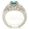 Image 9 : Platinum 1.04 ctw Radiant Emerald & Diamond Milgrain Filigree Etched Cocktail Ri