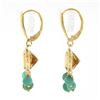 Image 3 : 14k Gold Oval Bezel Yellowish Orange Citrine Bead Turquoise Drop Dangle Earrings