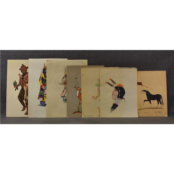 SEVEN PUEBLO PAINTINGS