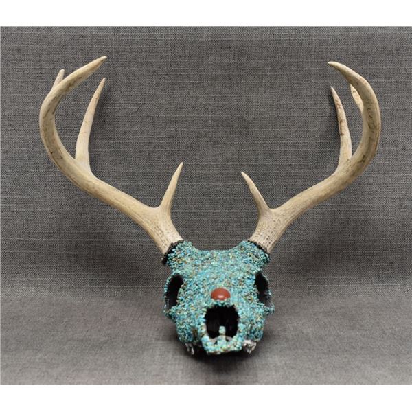 TURQUOISE COVERED DEER SKULL