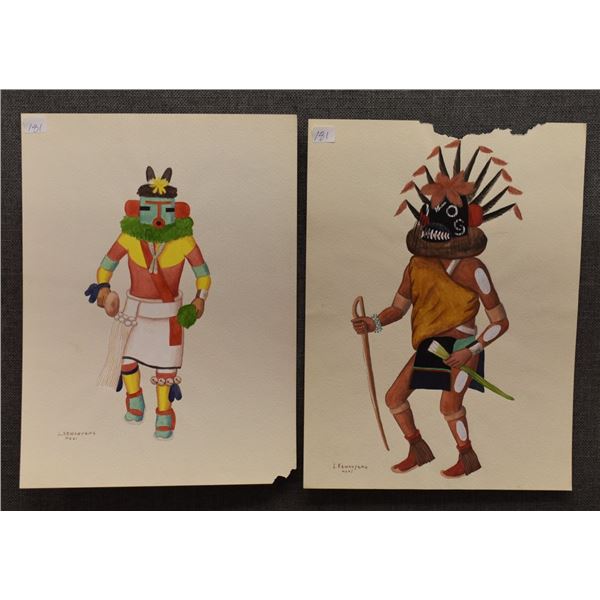 TWO HOPI PAINTING (LEROY KEWANYAMA)
