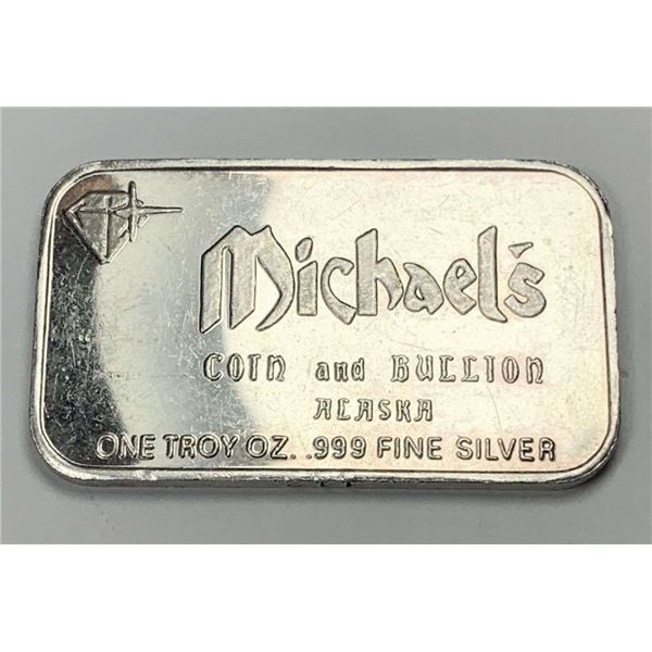 Michael's Coin And Bullion Alaska 1 ozt .999 Silver Bar