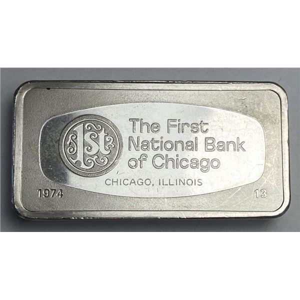 The First National Bank Of Chicago 1,000 Grains Sterling Silver Bar