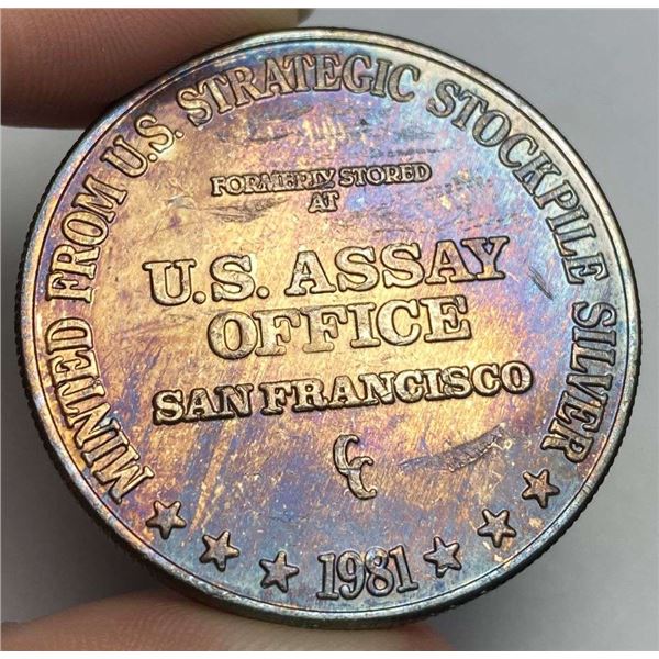 Rainbow 1981-CC U.S. Assay Office San Francisco 1 ozt .999 Silver Trade Unit