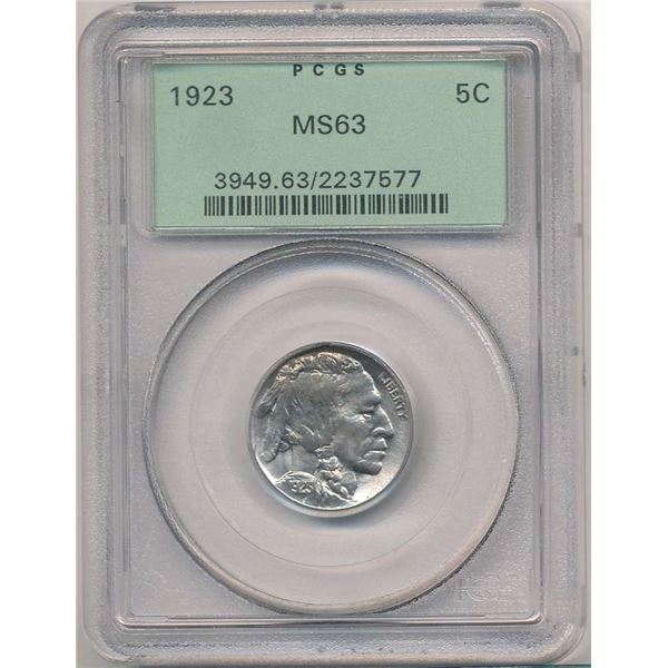 1923 Buffalo Nickel PCGS MS63 OGH