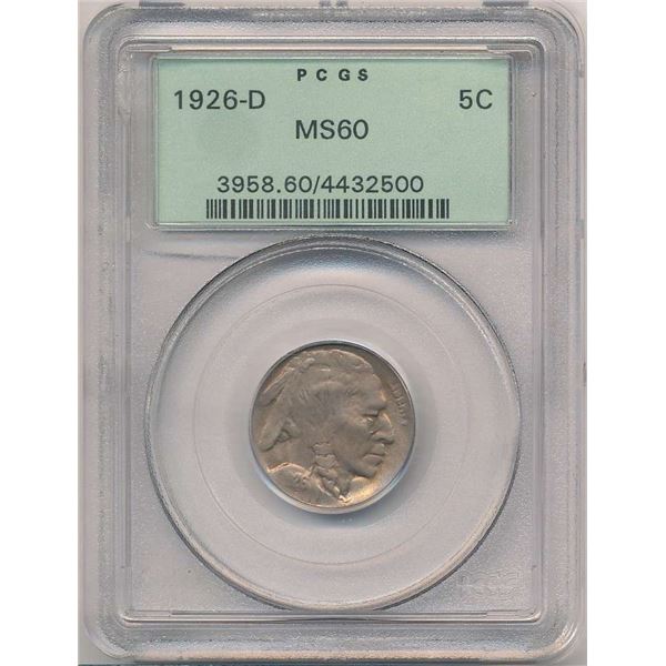 1926-D Buffalo Nickel PCGS MS60 OGH