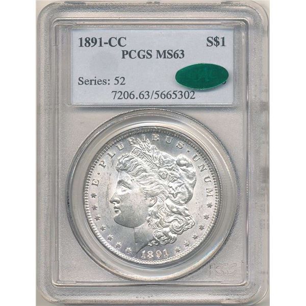 1891-CC Morgan Silver Dollar PCGS MS63 CAC