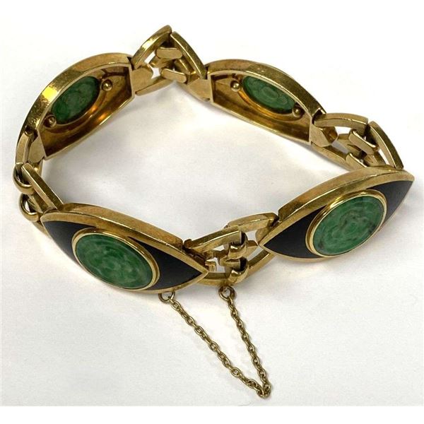 Vintage Jade Bracelet W/ 21k Gold 61.4g