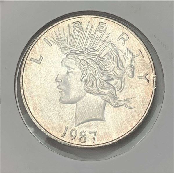 1987 Peace Dollar Design .999 Silver Trade Unit