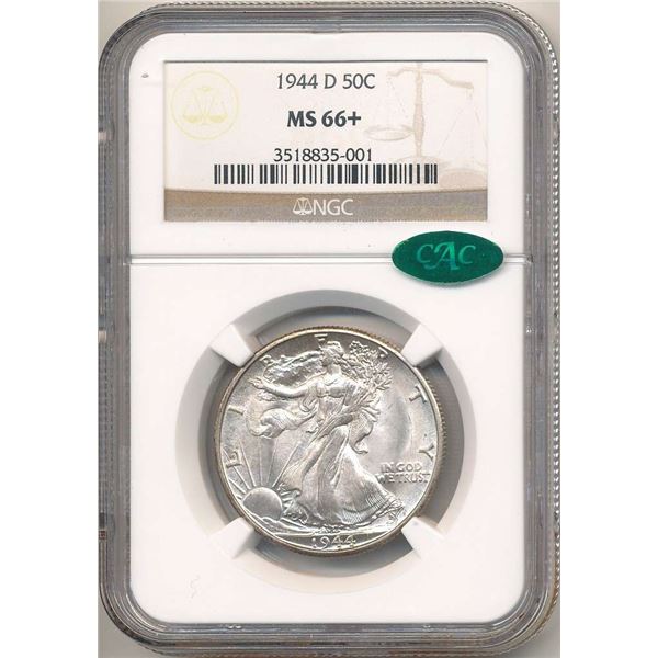 1944-D Walking Liberty Silver Half Dollar NGC MS66+ CAC