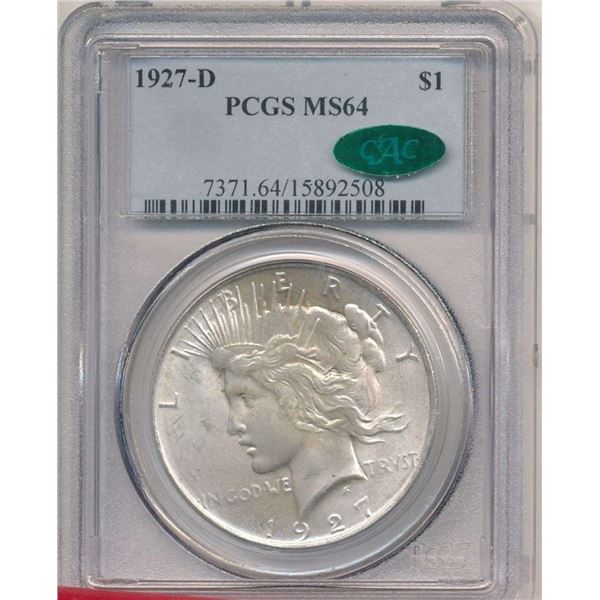1927-D Peace Silver Dollar PCGS MS64 CAC