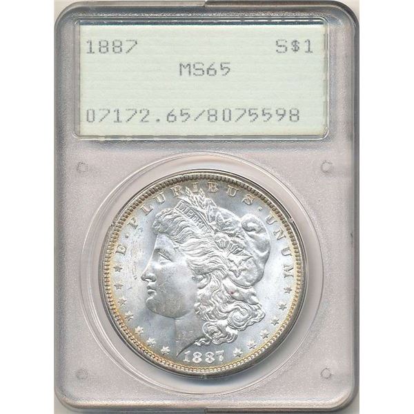 1887 Morgan Silver Dollar PCGS MS65 OGH
