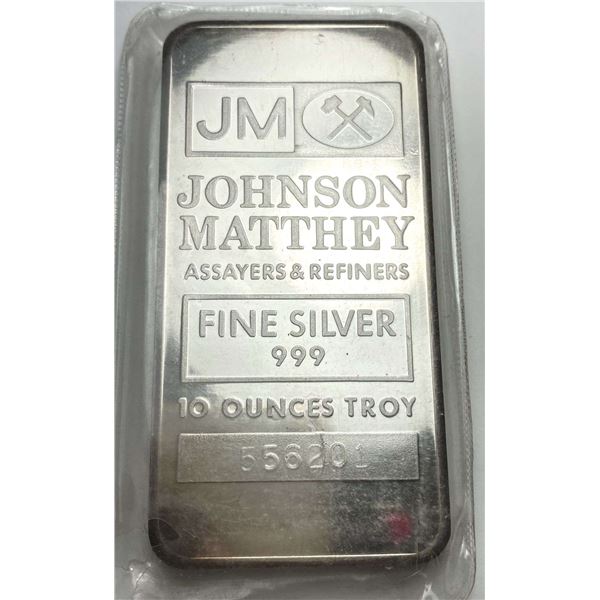 Johnson Matthey 10 ozt .999 Silver Bar