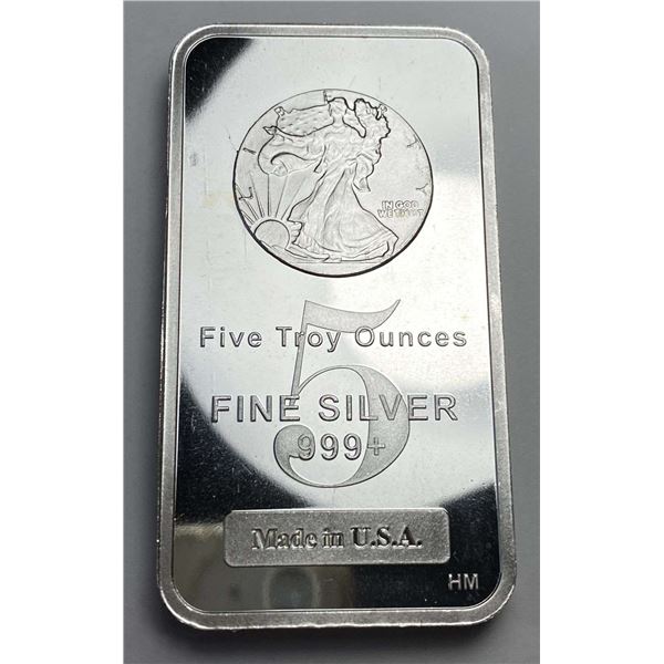 Highland Mint Morgan Design 5 ozt .999 Silver Bar
