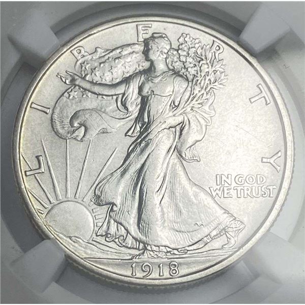 1918 Walking Liberty Silver Half Dollar NGC AU55