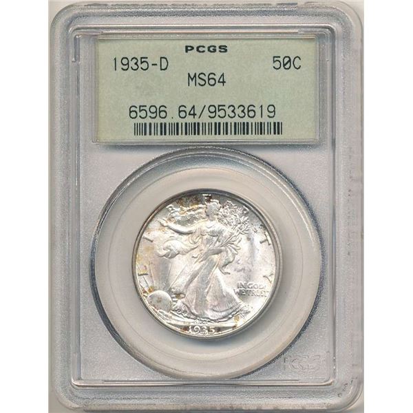 1935-D Walking Liberty Silver Half Dollar PCGS MS64 OGH