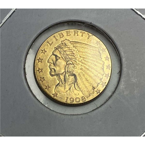 1908 Gold $2.50 Indian Head AU58