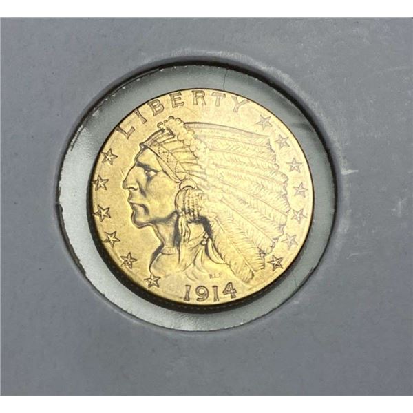 1914-D Gold $2.50 Indian Head MS62